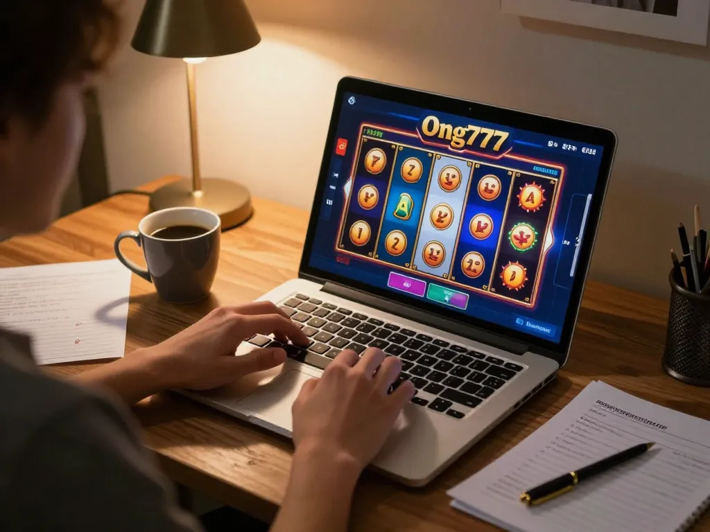 Engaging gameplay at Ong777 casino, with a player focused on online slot game strategy.