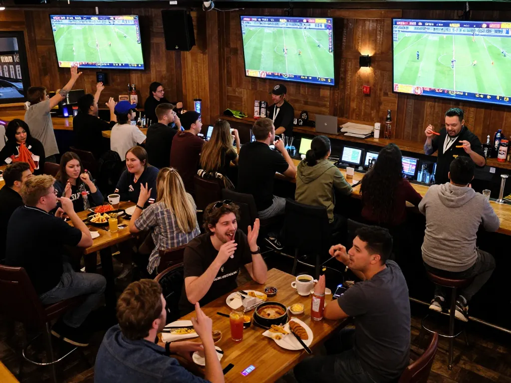 Socolive fans celebrating during a live football match, showcasing the thrilling atmosphere of online sports betting