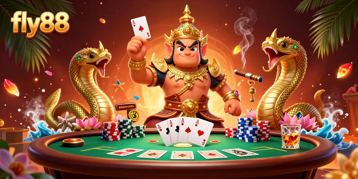 Engage in high-stakes poker at fly88 featuring vibrant characters and dynamic gaming elements.