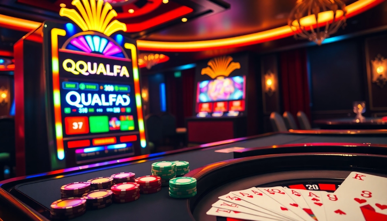 Experience the thrill of gaming at QQALFA with vibrant slot machines and exciting tables.