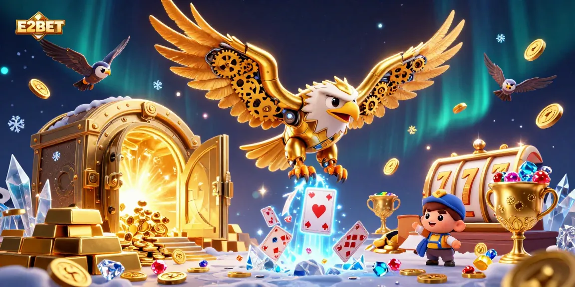 E2BET’s exciting 3D illustration captures the thrill of jackpot wins with dynamic casino elements.