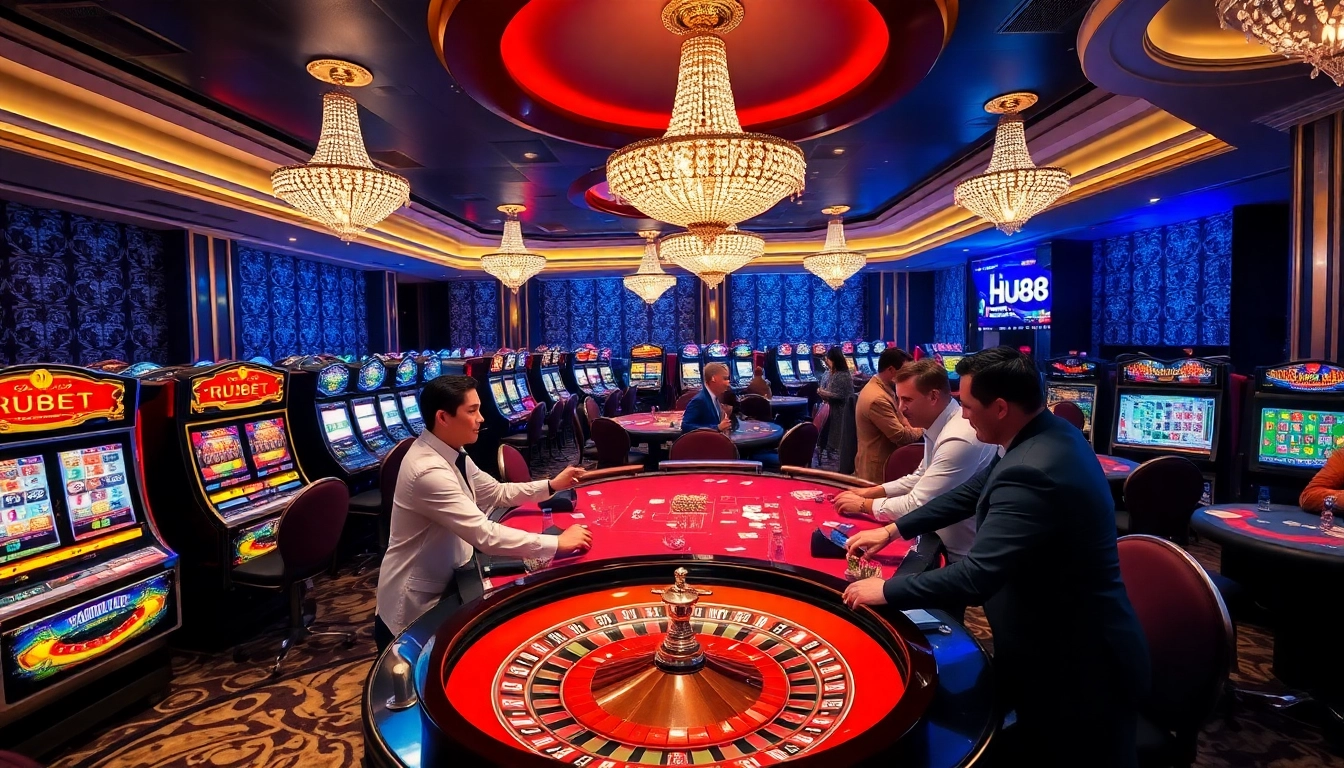 Experience the excitement of HU88 casino with vibrant slot machines and polished poker tables.