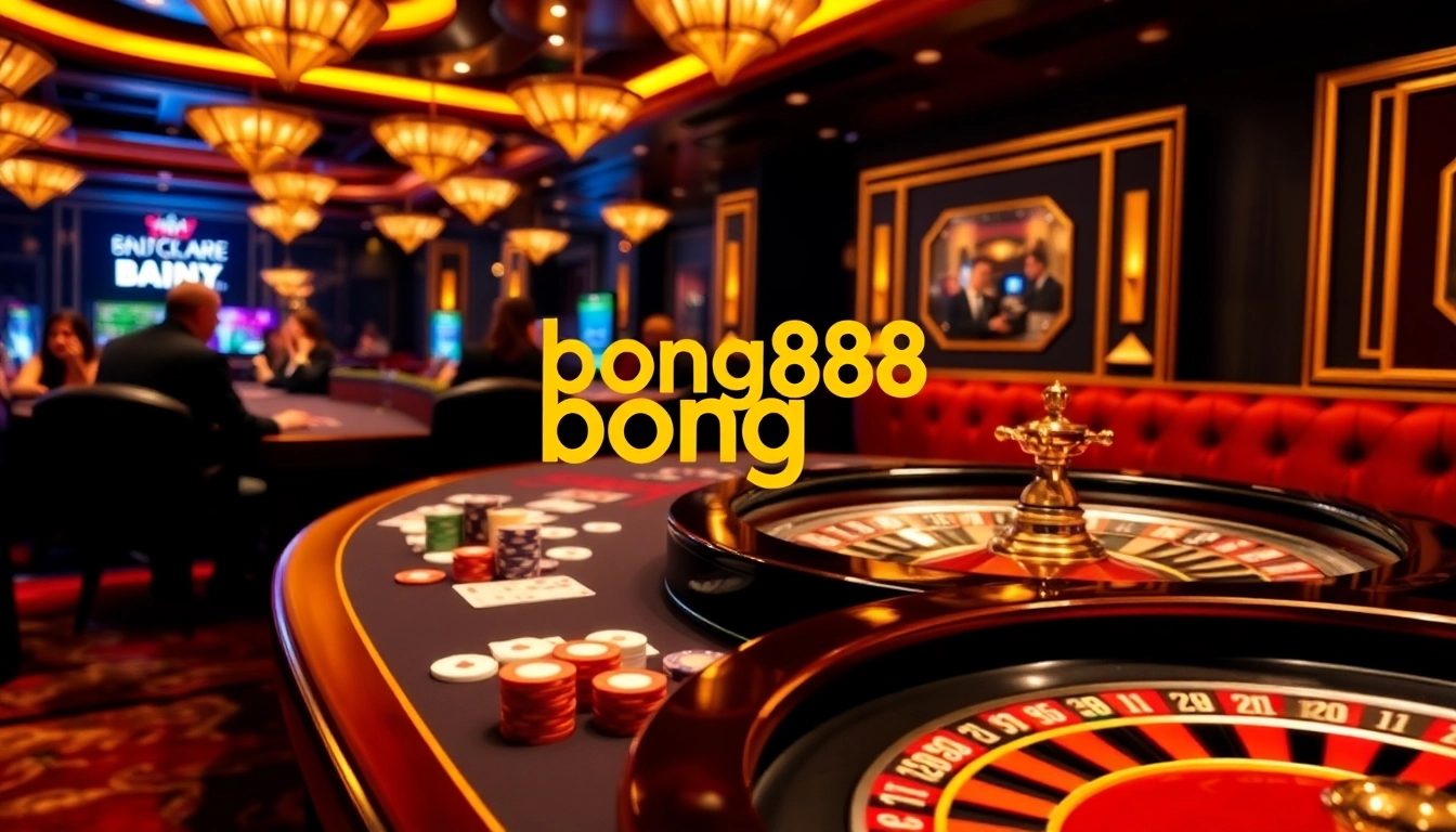 Engaged players enjoying the excitement of bong88 at a luxurious casino table.