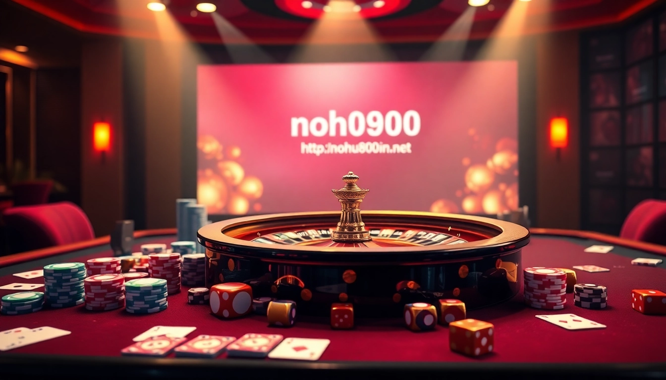 Experience the excitement at https://nohu900.in.net/ with vibrant casino visuals showcasing poker chips and roulette action.