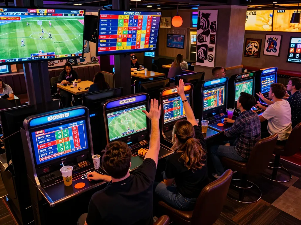 Watch excited bettors strategizing and placing wagers at the hit club sports lounge.