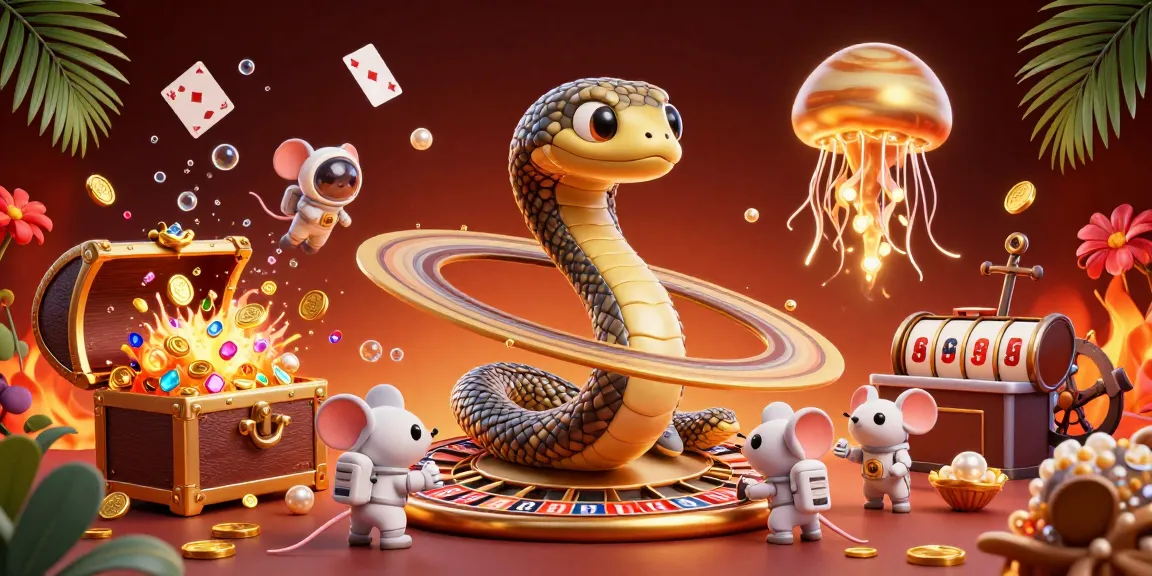 Engage in thrilling gameplay at 23win with vibrant casino elements, as astronaut mice wager cosmic bets.