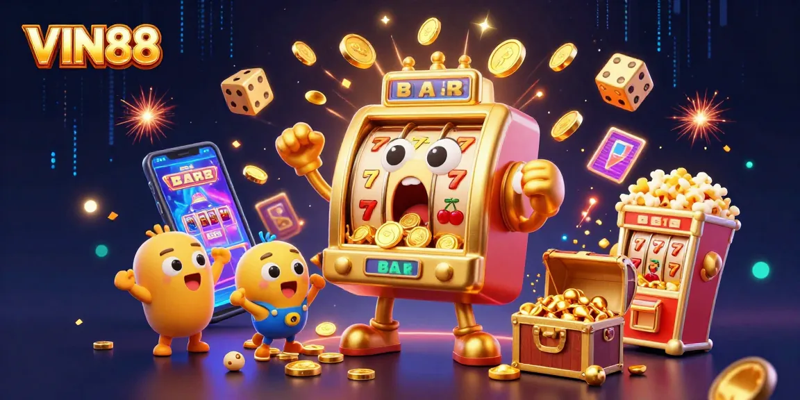 Experience the thrill of winning at VIN88 with a jackpot celebration from golden slot machines.