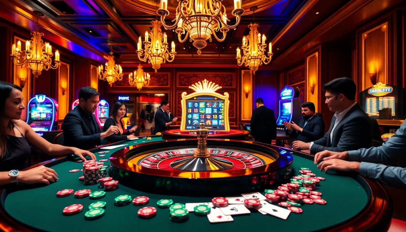 Betting excitement at a roulette table in a luxurious casino, inspired by https://rr9977.com/ with colorful poker chips.