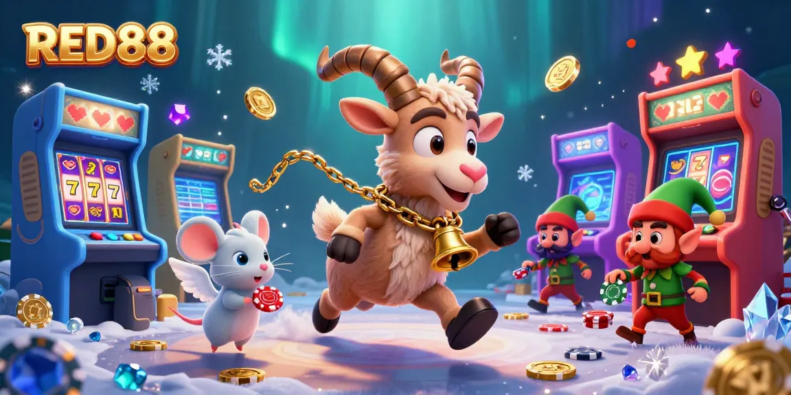 Engage in gaming thrills at RED88's holiday-horror casino with Krampus, angel mouse, and elf gremlins.