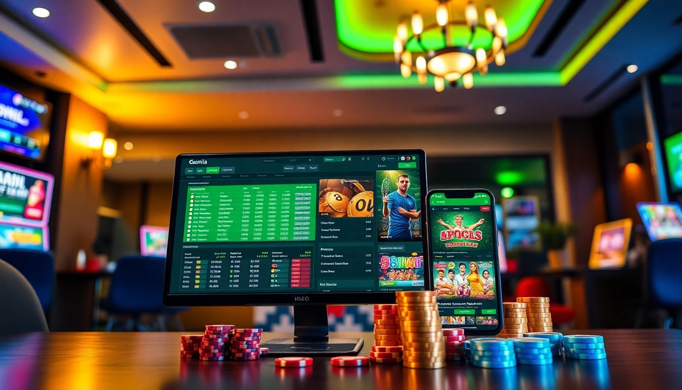 Exciting visual of 98winwin.live online gambling platform showcasing sleek interfaces and vibrant gaming elements.