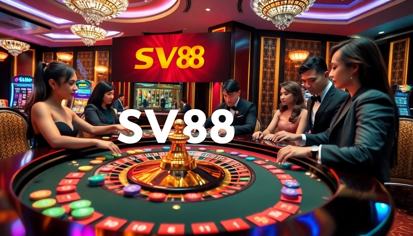Engage in thrilling betting experiences at SV88 online casino with roulette and colorful chips.