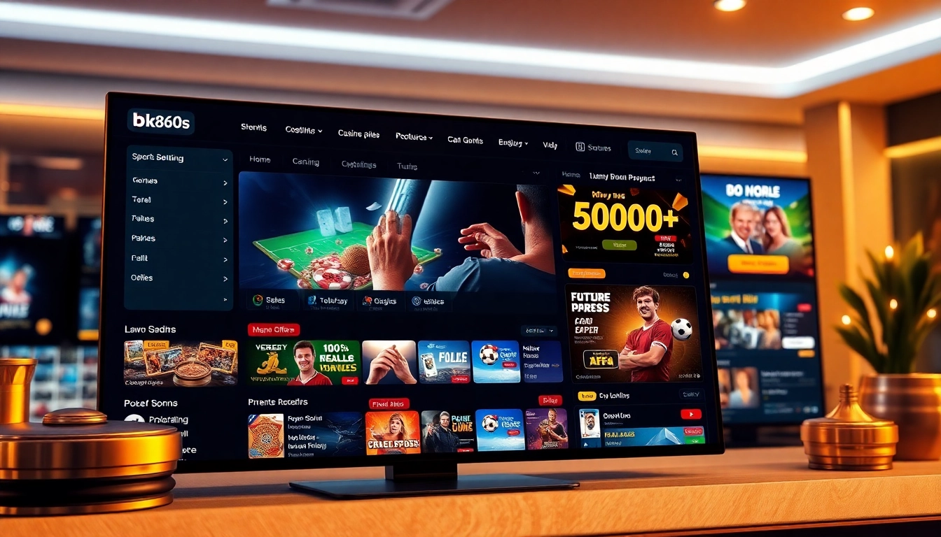 Engaging online gambling interface at bk860s.com showcasing sports betting and casino games.
