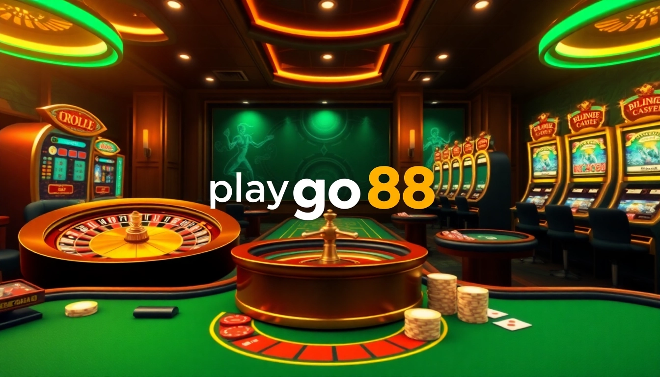 Experience the excitement and luxury of online gaming as you play go88 with vibrant visuals of casino elements.