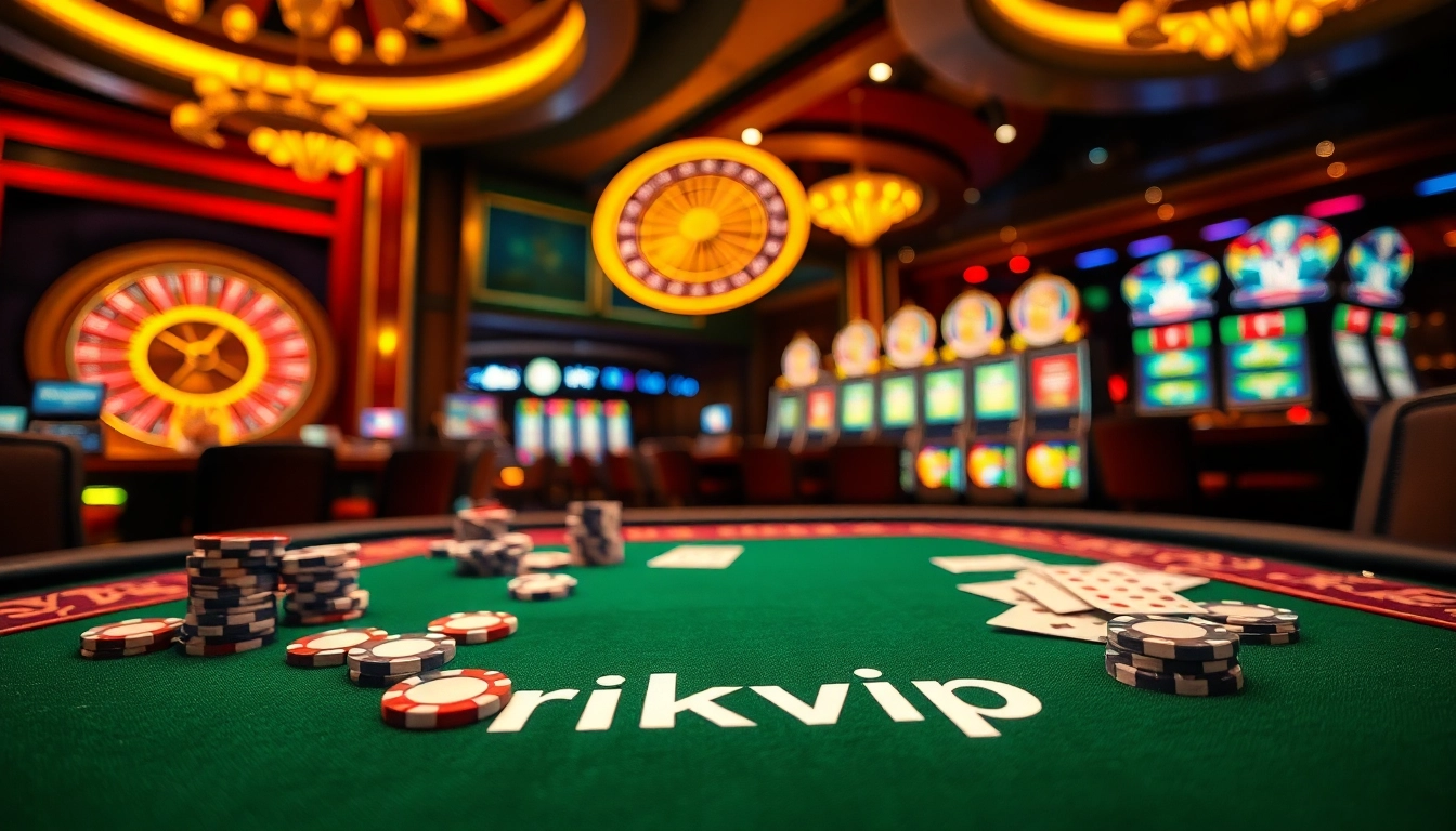 Experience the thrill of winning at rikvip while playing poker in a luxurious casino.