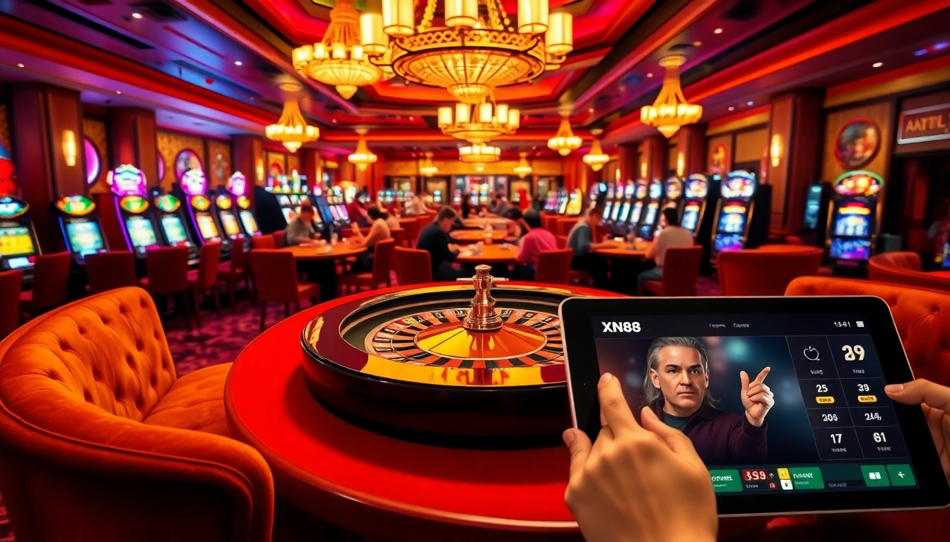 Experience nạp tiền xn88 with thrilling casino games featuring vibrant tables and excited players.