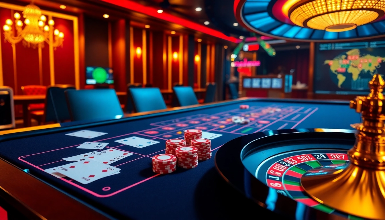 Experience thrill at trang chủ s8 with online casino gaming featuring poker chips and roulette wheel.